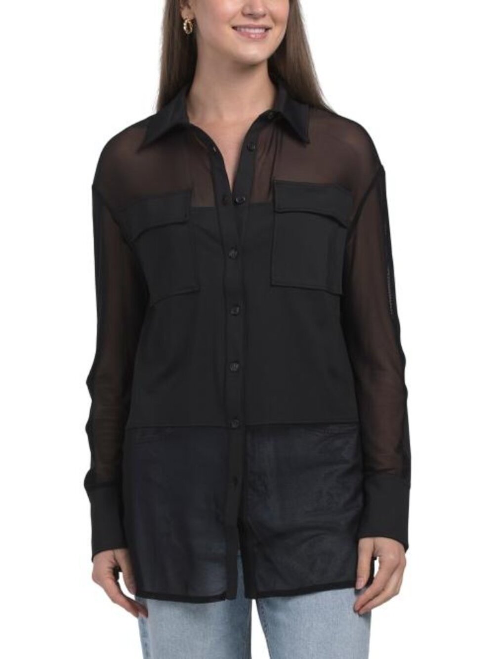 ANATOMIE Abriana Mesh And Jersey Paneled Top